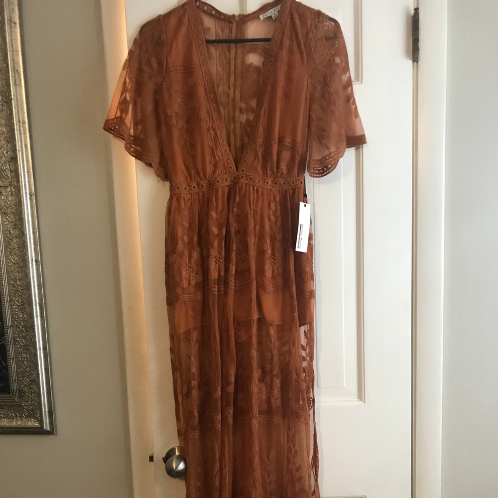 Burnt Orange Maxi Dress with lace. Never worn.